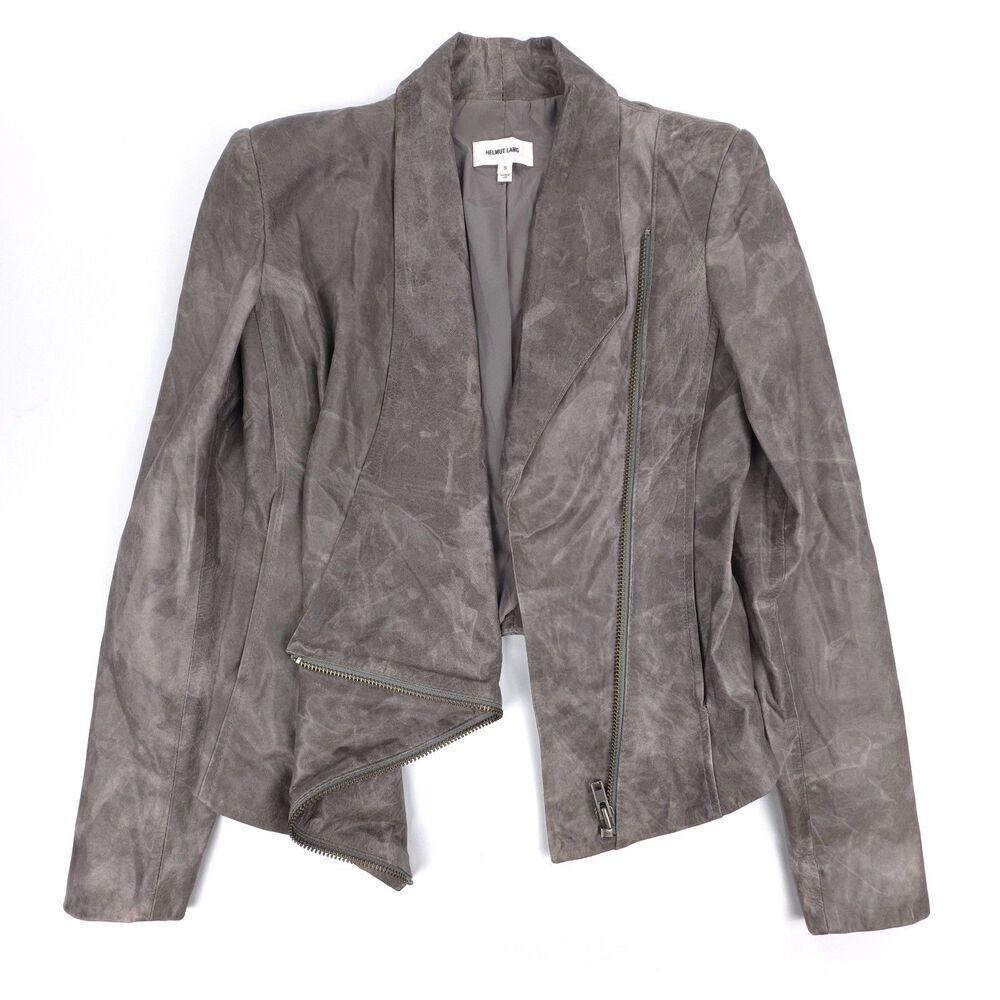 NEW Helmut Lang Lamb Leather Jacket Asymmetric Draped Moto Biker Grunge Minimal